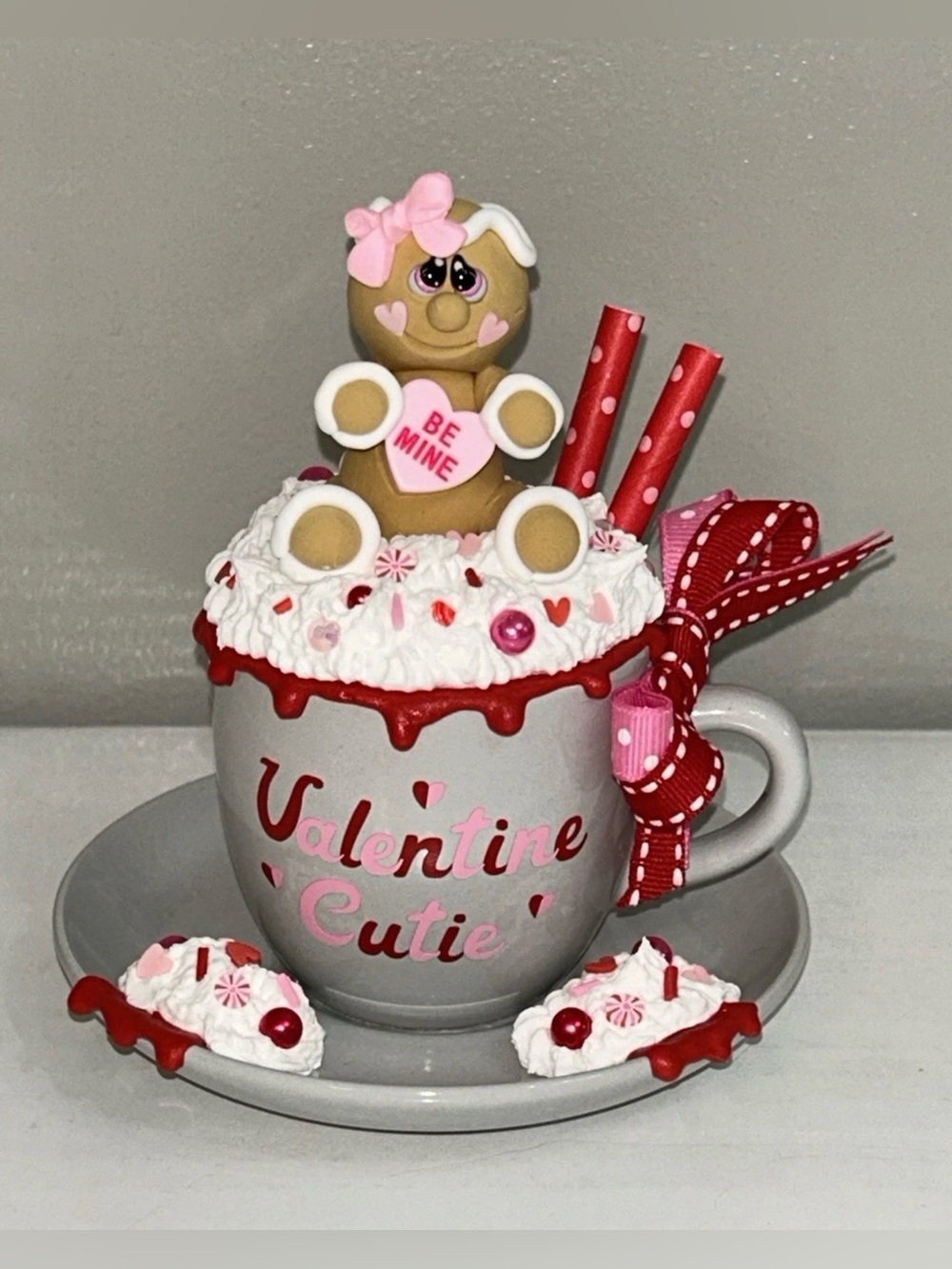Valentine Cutie Decorative Fake Gingerbread Whip Cream Mini Mug Display